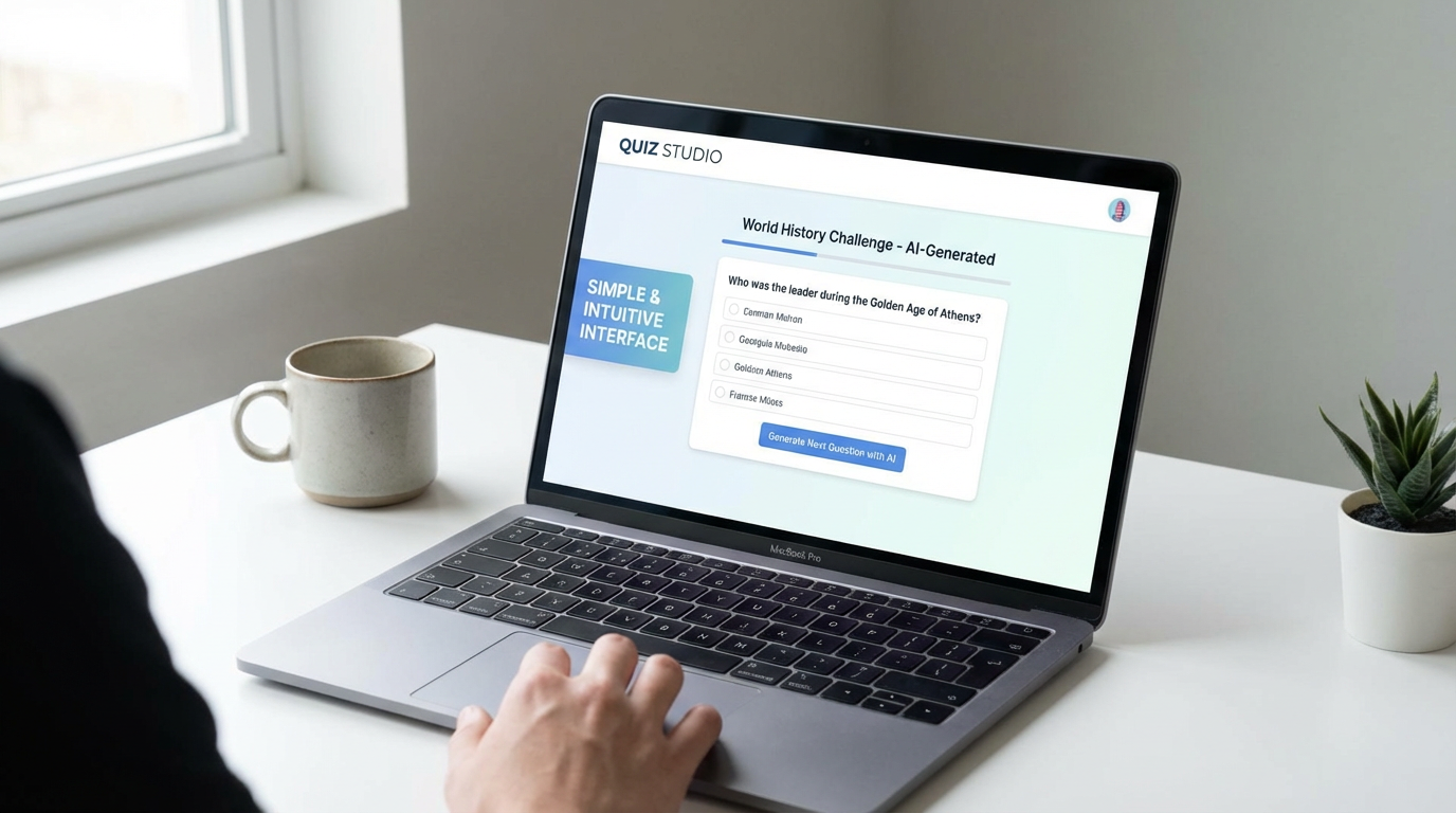 Quiz Studio interface showcasing AI-powered quiz generation